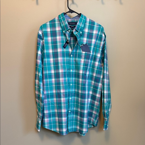 crown & ivy Other - Crown & Ivy Size Large Classic Fit Teal & White Plaid Button-Down Cotton Shirt